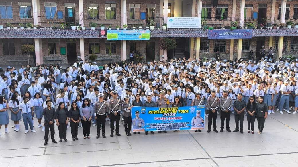 Tekan Pelanggaran Lalin, Polres Samosir Gelar Sosialisasi Operasi Keselamatan Toba 2025