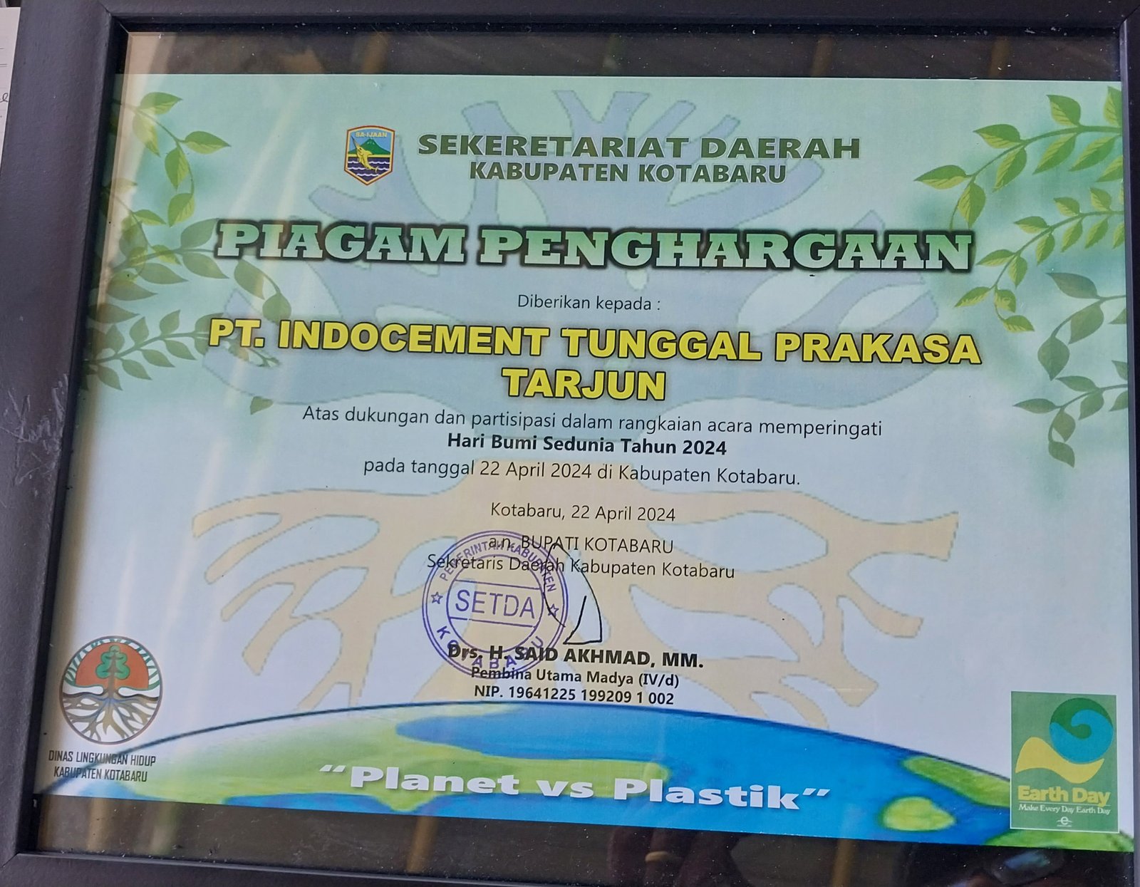 Kiri Penghargaan PT. ITP Tarjun